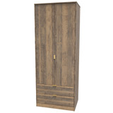 Diego Tall 2 Drawer Wardrobe in Vintage Oak & Vintage Oak