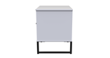 Diego (Black Sleigh Legs) 2 Drawer Bedside Cabinet in White Matt