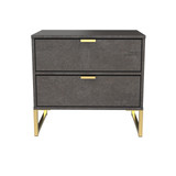 Diego Double 2 Drawer Bedside Cabinet (Diego) in Pewter