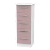 Knightsbridge 5 Drawer Bedside Cabinet in Kobe Pink & White