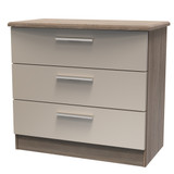 Knightsbridge 3 Drawer Chest in Mushroom Gloss & Darkolino