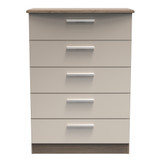 Knightsbridge 5 Drawer Chest in Mushroom Gloss & Darkolino