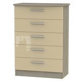 Knightsbridge 5 Drawer Chest in Mushroom Gloss & Darkolino