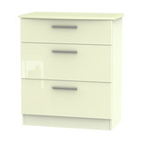 Knightsbridge 3 Drawer Deep Chest in Cream Gloss & Cream