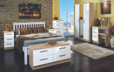 Knightsbridge 4 Drawer Deep Chest in White Gloss & Bardolino Oak