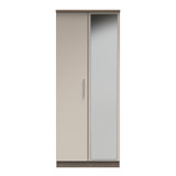 Knightsbridge 2ft6in Mirror Wardrobe in Mushroom Gloss & Darkolino