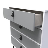 Diego R 4 Drawer Chest in Dusk Grey & White Matt