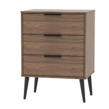 Hong Kong (Black Legs) 3 Drawer Midi Chest with Legs in Carini Walnut