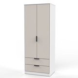 Hong Kong (Black Legs) Tall 2 Drawer Wardrobe in Kashmir Matt & White