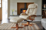 Nice Swivel Recliner Ivory Leather Match