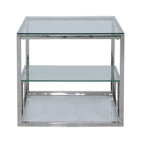 Chrome and Glass 2 Tier End Table