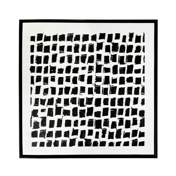 Framed Black and White Abstract Canvas 63x63cm