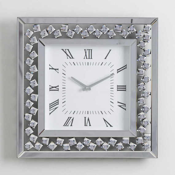50cm Diamond Square Mirror Wall Clock