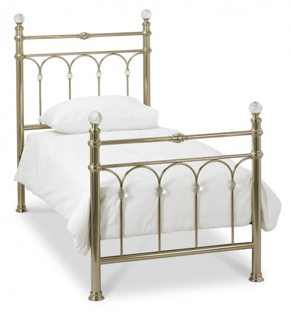 Krystal Champagne Brass Bedstead Single 90cm