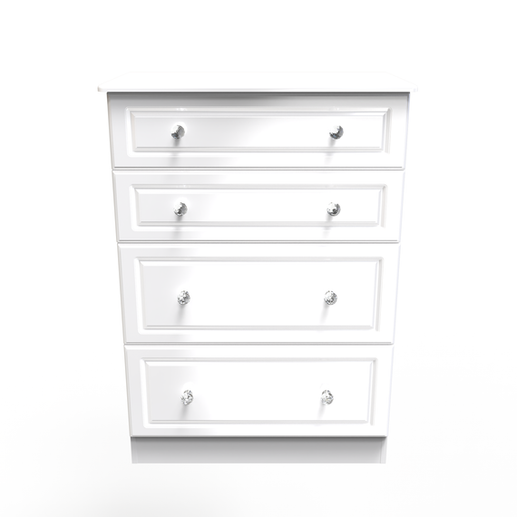 Balmoral 4 Drawer Deep Chest in White Gloss & White