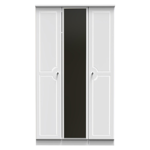 Balmoral Triple Mirrored Wardrobe in White Gloss & White