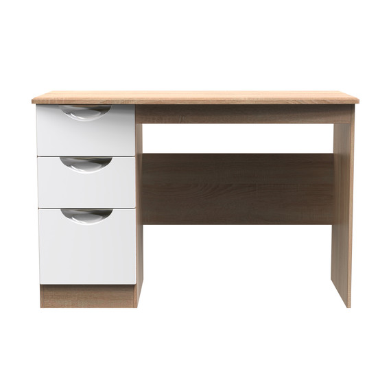 Camden Desk in White Gloss & Bardolino Oak