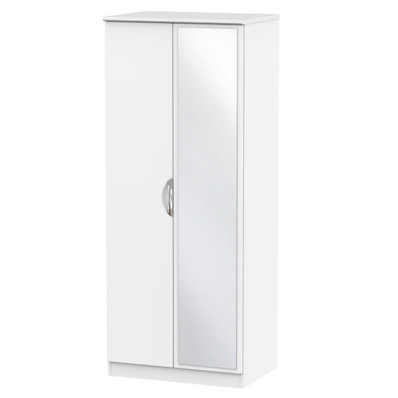 Camden 2ft6in Mirror Wardrobe in White Matt