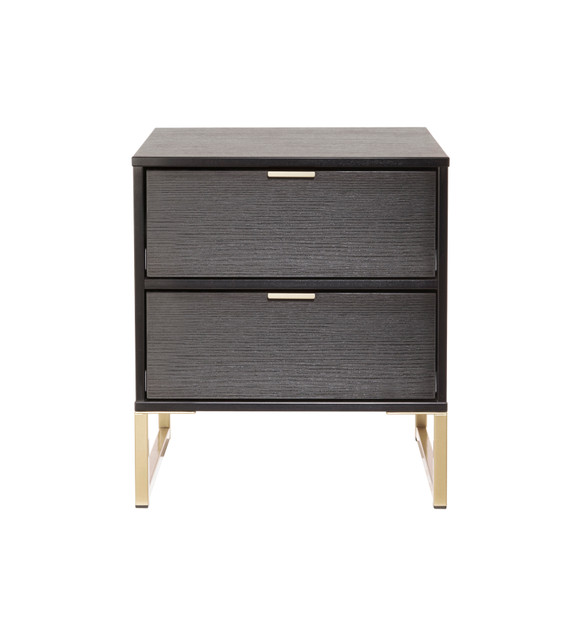 Diego 2 Drawer Bedside Cabinet in Black Matt