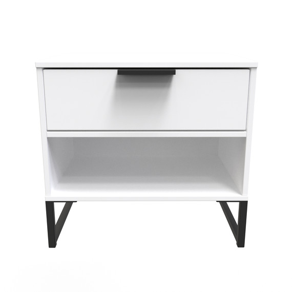 Diego Double 1 Drawer Bedside Cabinet (Diego) in White Matt