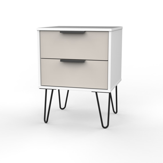 Hong Kong 2 Drawer Bedside Cabinet in Kashmir Matt & White