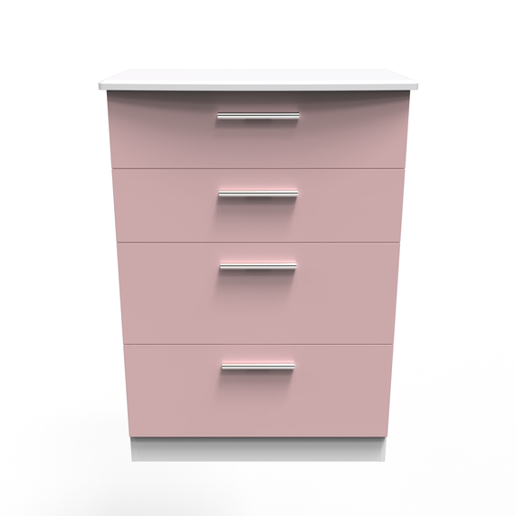 Knightsbridge 4 Drawer Deep Chest in Kobe Pink & White