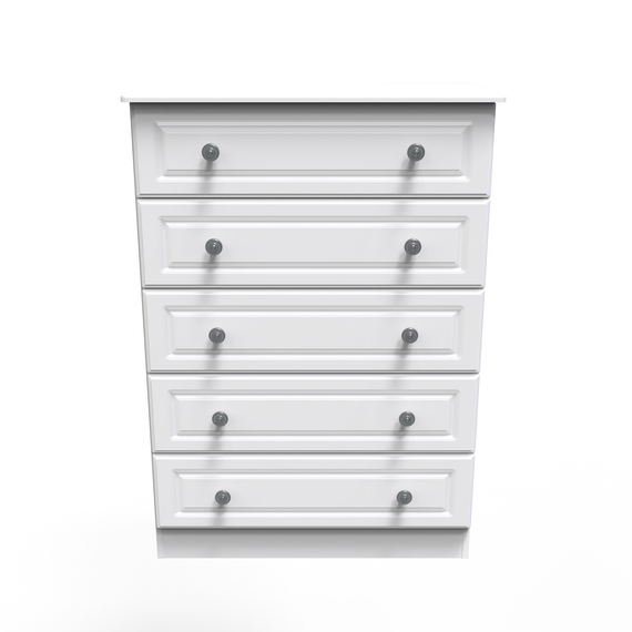 Pembroke 5 Drawer Chest in White Matt