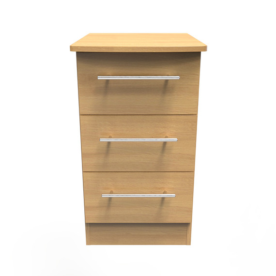 Sherwood 3 Drawer Bedside Cabinet in Modern Oak