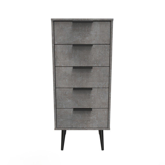 Hong Kong (Black Legs) 5 Drawer Bedside Cabinet in Pewter