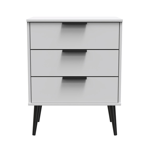 Hong Kong (Black Legs) 3 Drawer Midi Chest with Legs in Grey Matt