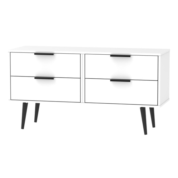 Hong Kong (Black Legs) 4 Drawer Bed Box in White Matt