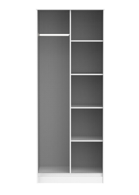 Hong Kong (Black Legs) Tall Open Wardrobe in Grey Matt & White Matt