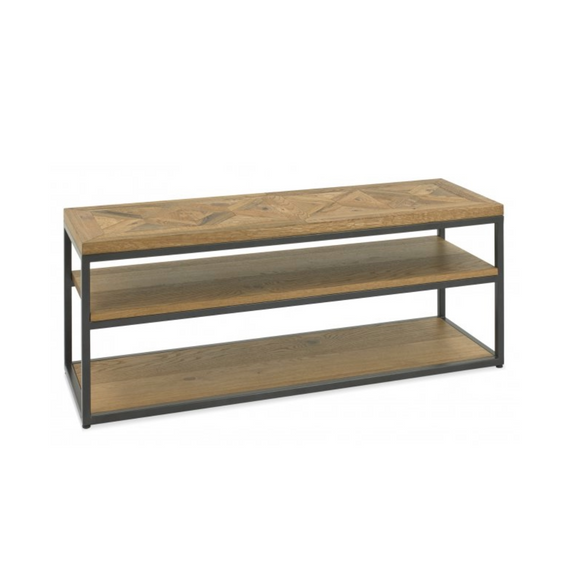 Indus Rustic Oak Open Entertainment Unit