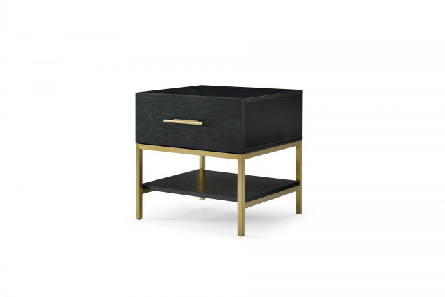 Tulip Single Drawer Bedside in Black Wenge Wood Finish