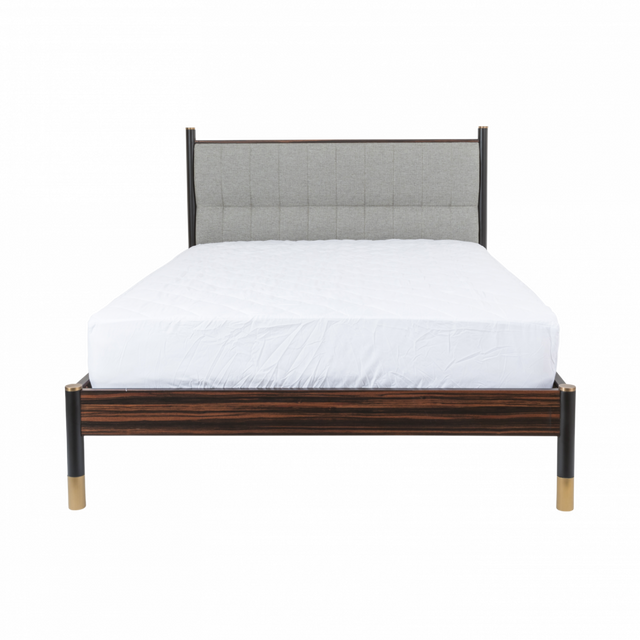 Bali Double Bed Frame In Ebony with Grey insert