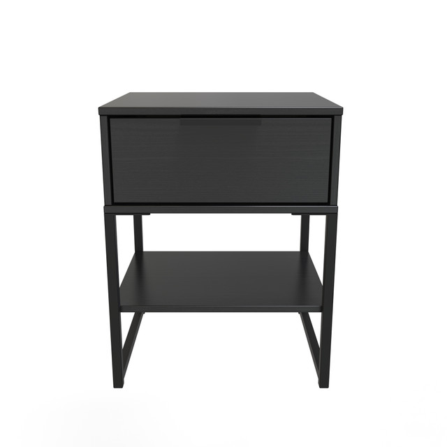 Diego Single 1 Drawer Smart Bedside Cabinet in Black Ash