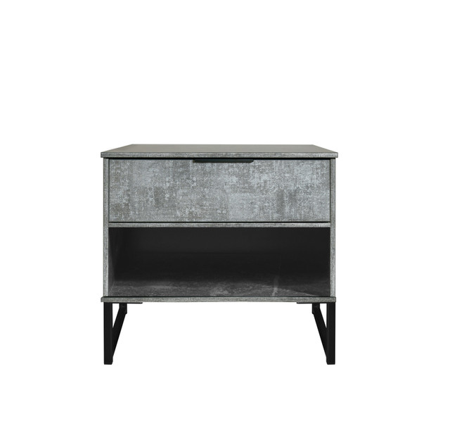 Diego Double 1 Drawer Bedside Cabinet (Diego) in Pewter