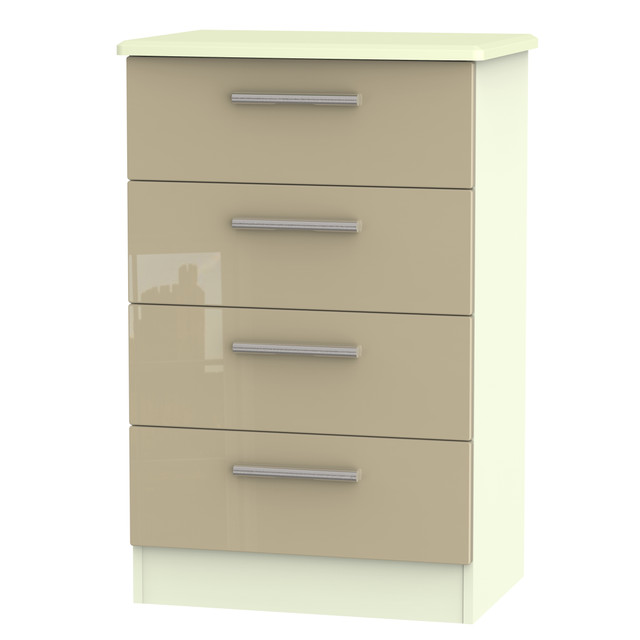 Knightsbridge 4 Drawer Midi Chest in Mushroom Gloss & Cream