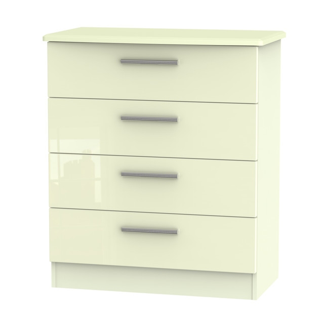 Knightsbridge 4 Drawer Chest in Cream Gloss & Cream