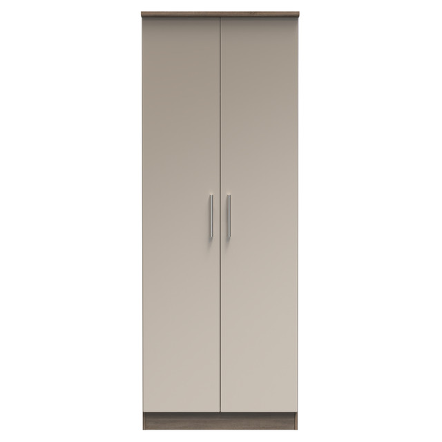 Knightsbridge Tall Plain Wardrobe in Mushroom Gloss & Darkolino