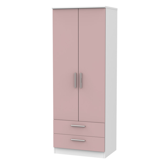 Knightsbridge Tall 2 Drawer Wardrobe in Kobe Pink & White