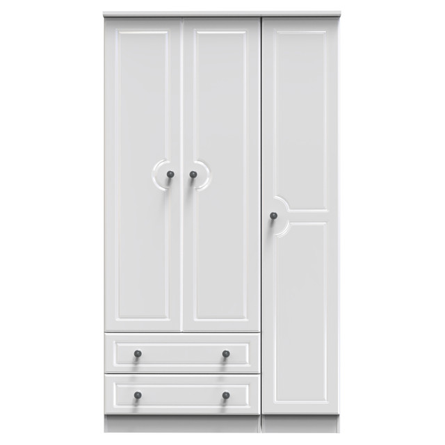 Pembroke Triple 2 Drawer Wardrobe in White Gloss