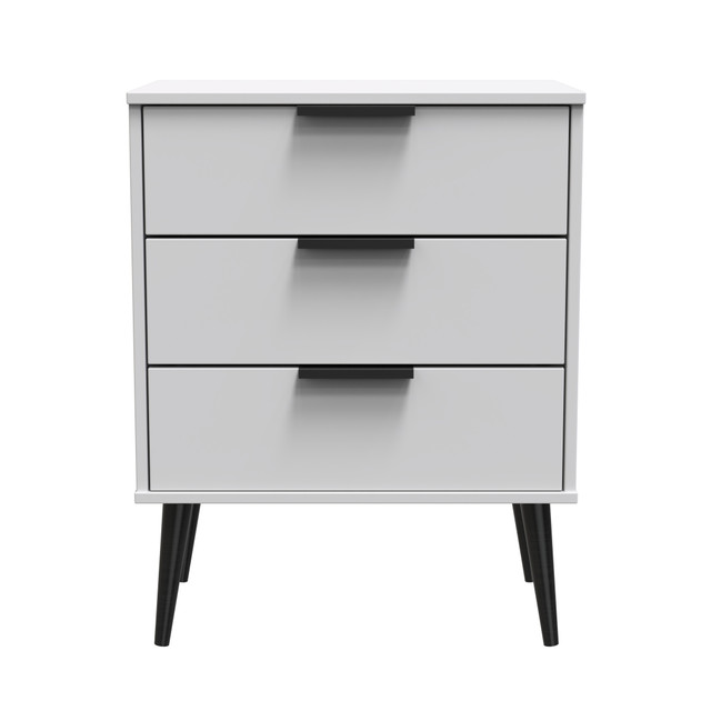 Hong Kong (Black Legs) 3 Drawer Midi Chest with Legs in Grey Matt