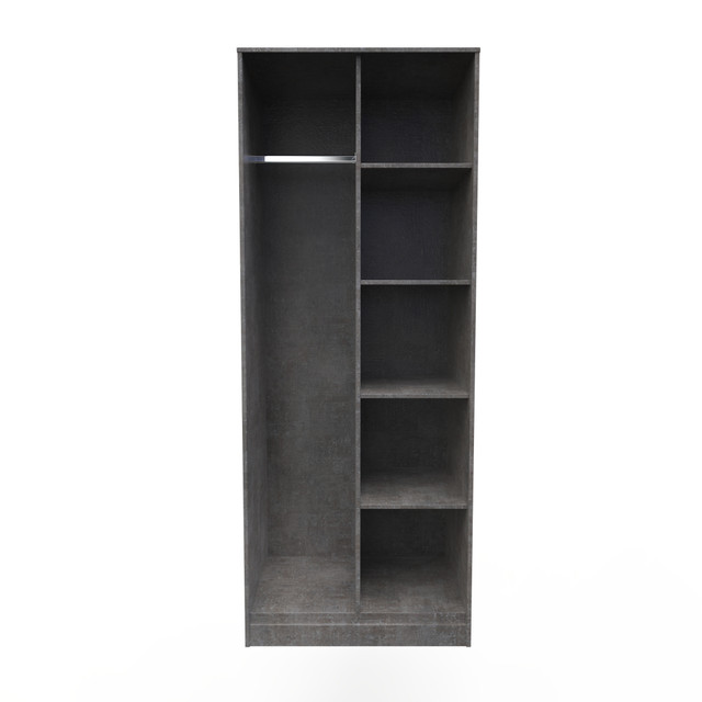 Hong Kong (Black Legs) Tall Open Wardrobe in Pewter