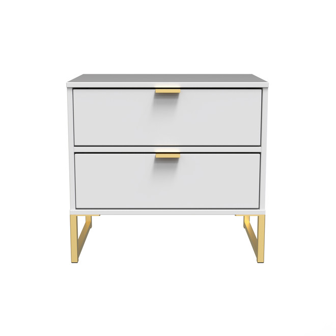 Diego Double 2 Drawer Bedside Cabinet (Diego) in White Matt