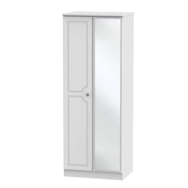 Pembroke Tall Mirrored Wardrobe in White Matt