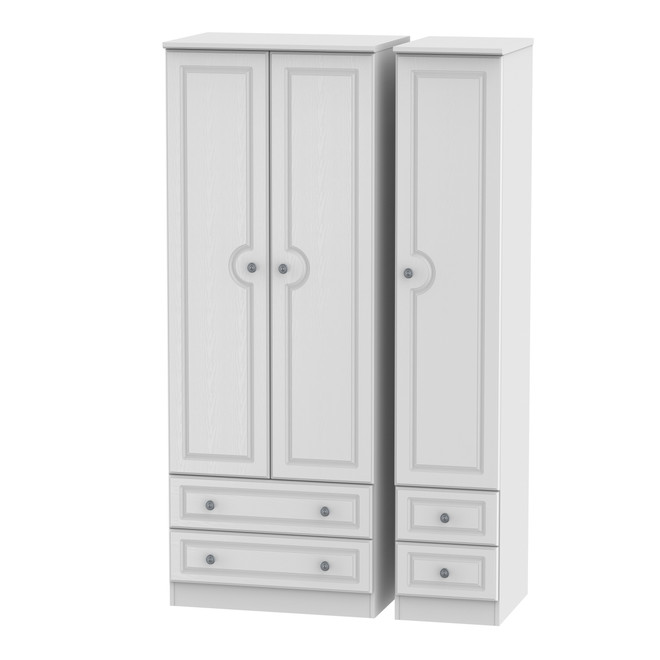 Pembroke Tall Triple 2 Drawer + Drawer Wardrobe in White Matt