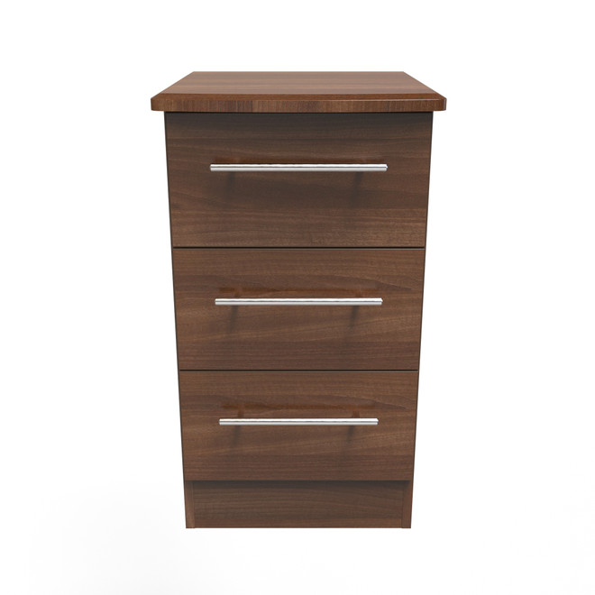 Sherwood 3 Drawer Bedside Cabinet in Noche Walnut