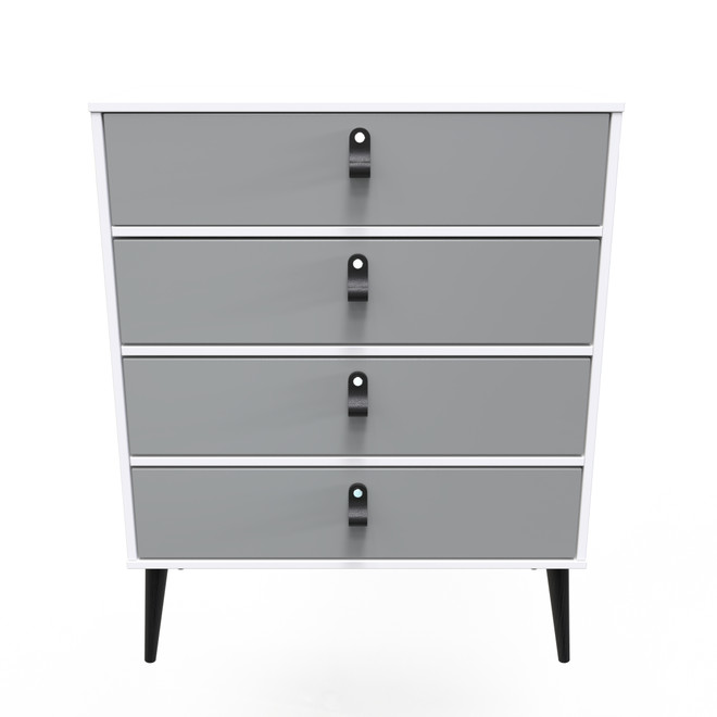 Diego R 4 Drawer Chest in Dusk Grey & White Matt