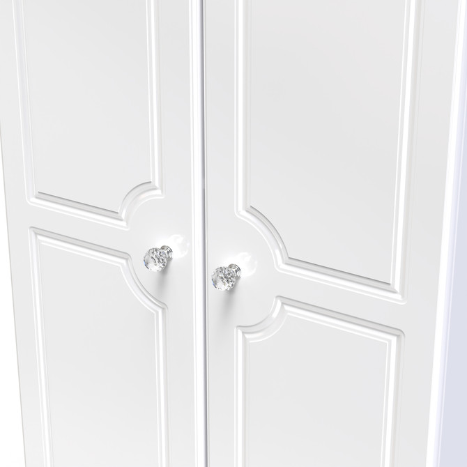 Balmoral Tall Double Hanging Wardrobe in White Gloss & White